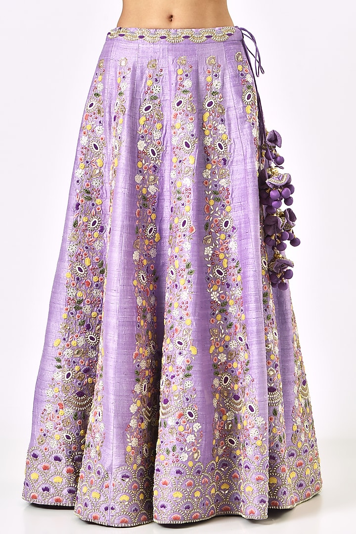 Mauve Embroidered Wedding Lehenga Set by SURBHI SHAH at Pernia's Pop Up Shop