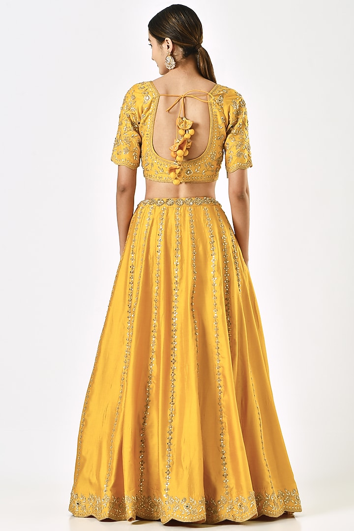 Yellow Embroidered Wedding Lehenga Set by SURBHI SHAH at Pernia's Pop Up Shop