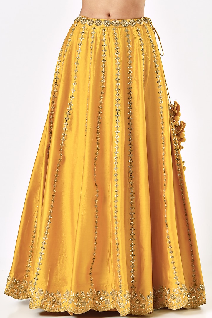 Yellow Embroidered Wedding Lehenga Set by SURBHI SHAH at Pernia's Pop Up Shop