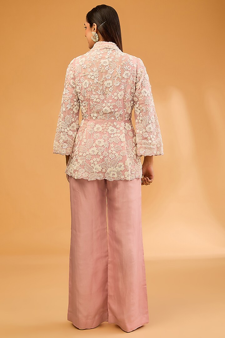 Pink Bemberg Satin Bell-Bottom Pant Set by SURBHI SHAH at Pernia's Pop Up Shop