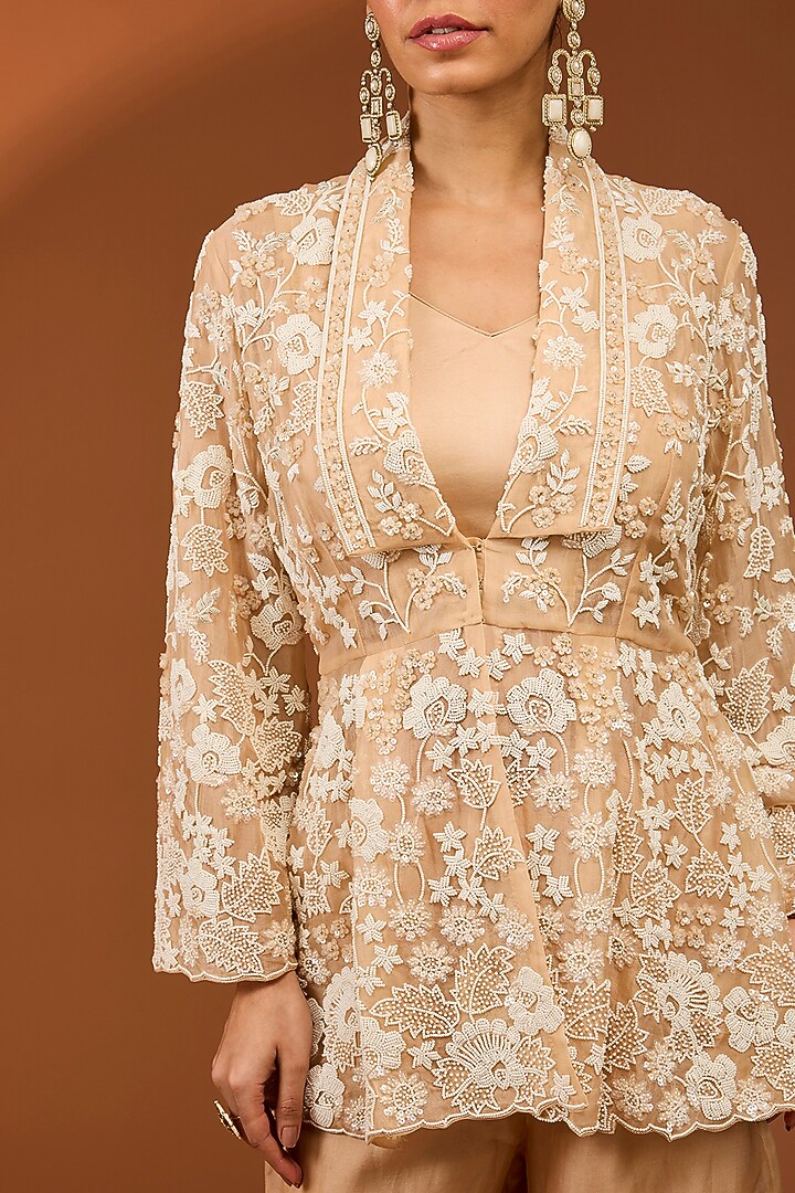 Champagne Gold Bemberg Satin Bell-Bottom Pant Set by SURBHI SHAH at Pernia's Pop Up Shop