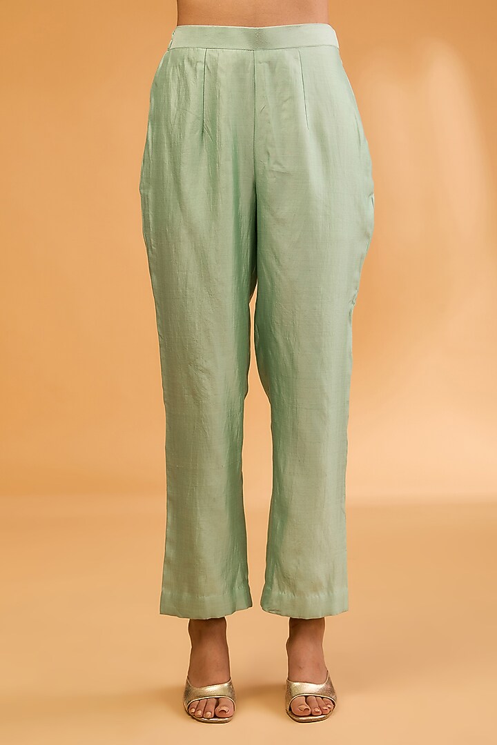 Sea Green Organza Pearl Work Jacket Set by SURBHI SHAH at Pernia's Pop Up Shop