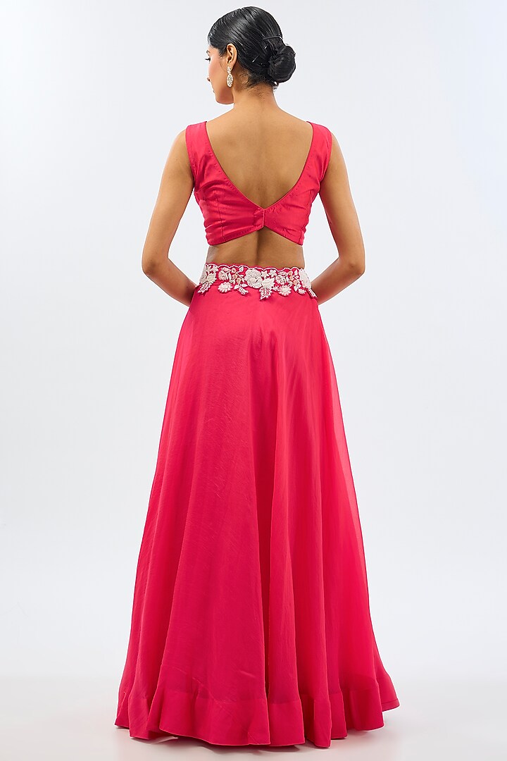 Red Organza Pearl Work Cape Set by SURBHI SHAH at Pernia's Pop Up Shop