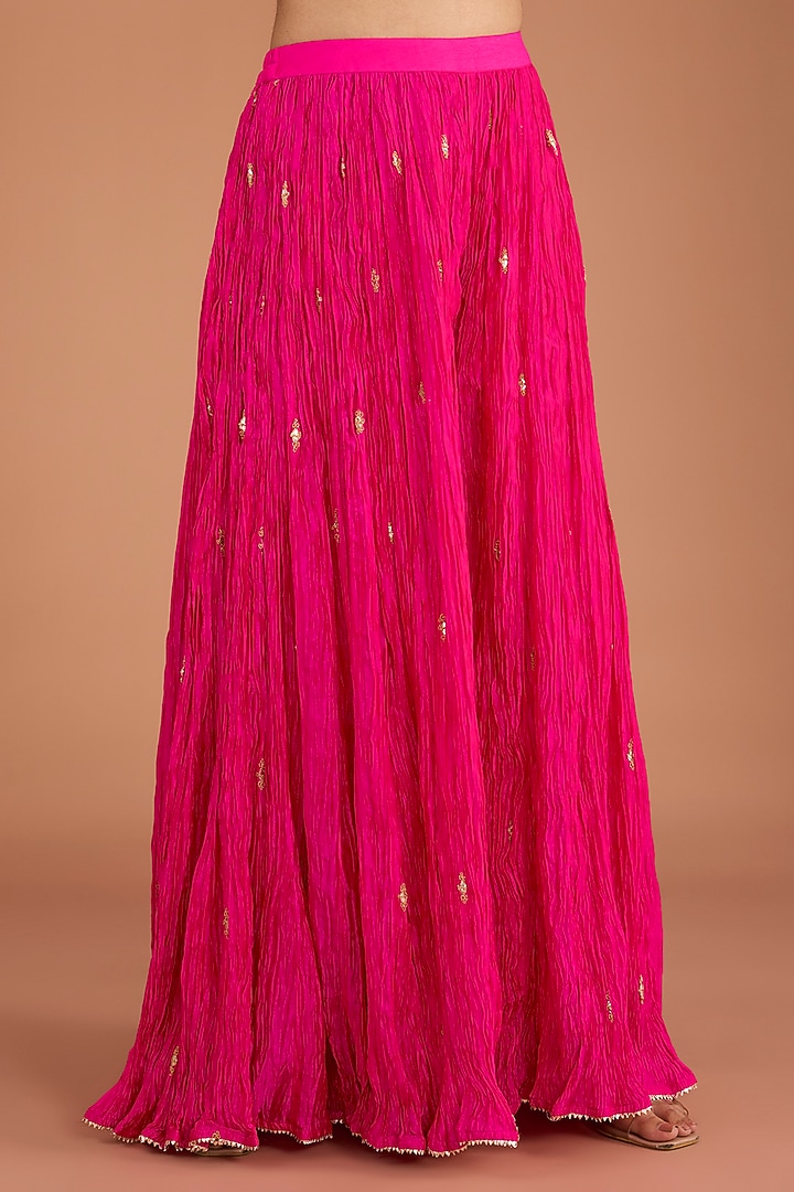 Hot Pink Kora Silk Wedding Sharara Set by SURBHI SHAH at Pernia's Pop Up Shop