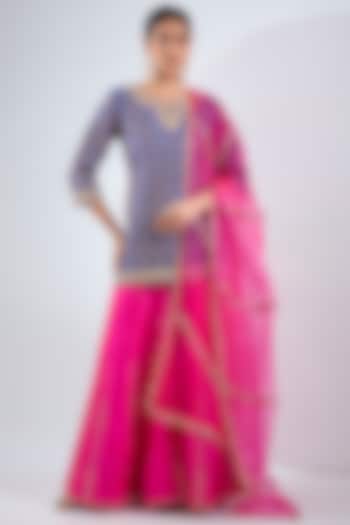 Pink Spun Marori Work Sharara Set by SURBHI SHAH at Pernia's Pop Up Shop