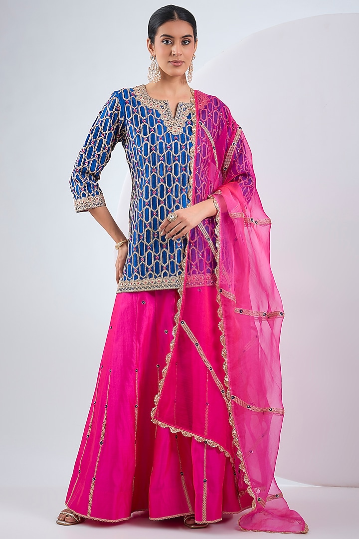 Pink Spun Marori Work Sharara Set by SURBHI SHAH at Pernia's Pop Up Shop