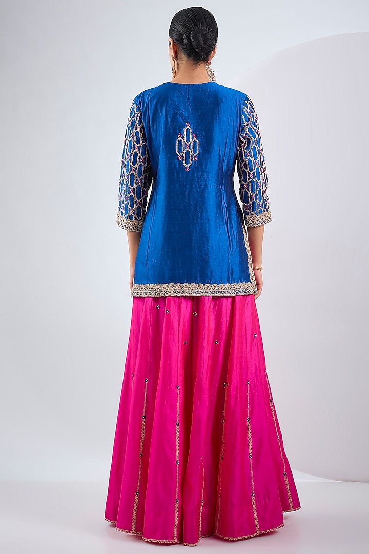 Pink Spun Marori Work Wedding Sharara Set by SURBHI SHAH at Pernia's Pop Up Shop