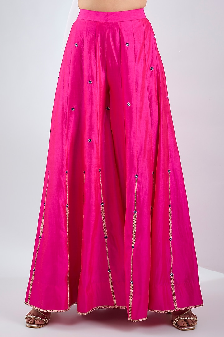 Pink Spun Marori Work Wedding Sharara Set by SURBHI SHAH at Pernia's Pop Up Shop