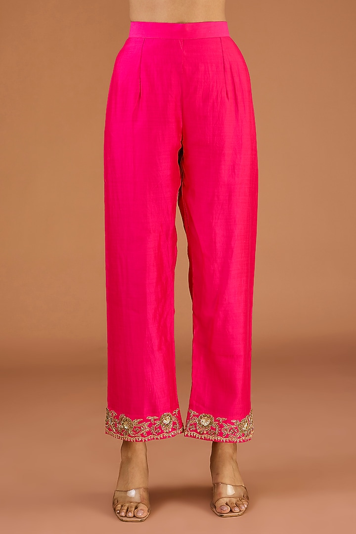 Orange Spun Silk Zardosi Work Kaftan Set by SURBHI SHAH at Pernia's Pop Up Shop