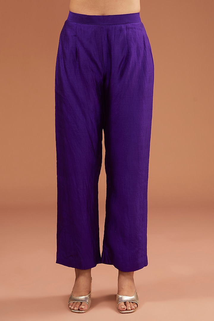 Purple Spun Silk Pearl Work Kaftan Set by SURBHI SHAH at Pernia's Pop Up Shop