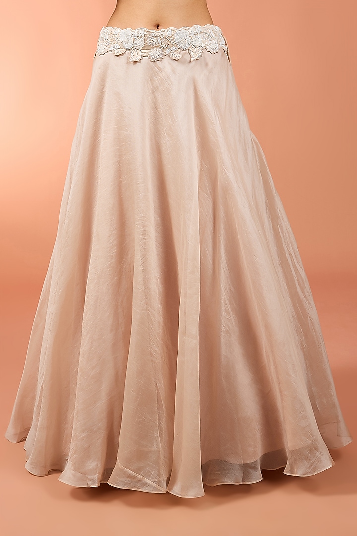 Ivory Organza Pearl Work Wedding Lehenga Set by SURBHI SHAH at Pernia's Pop Up Shop
