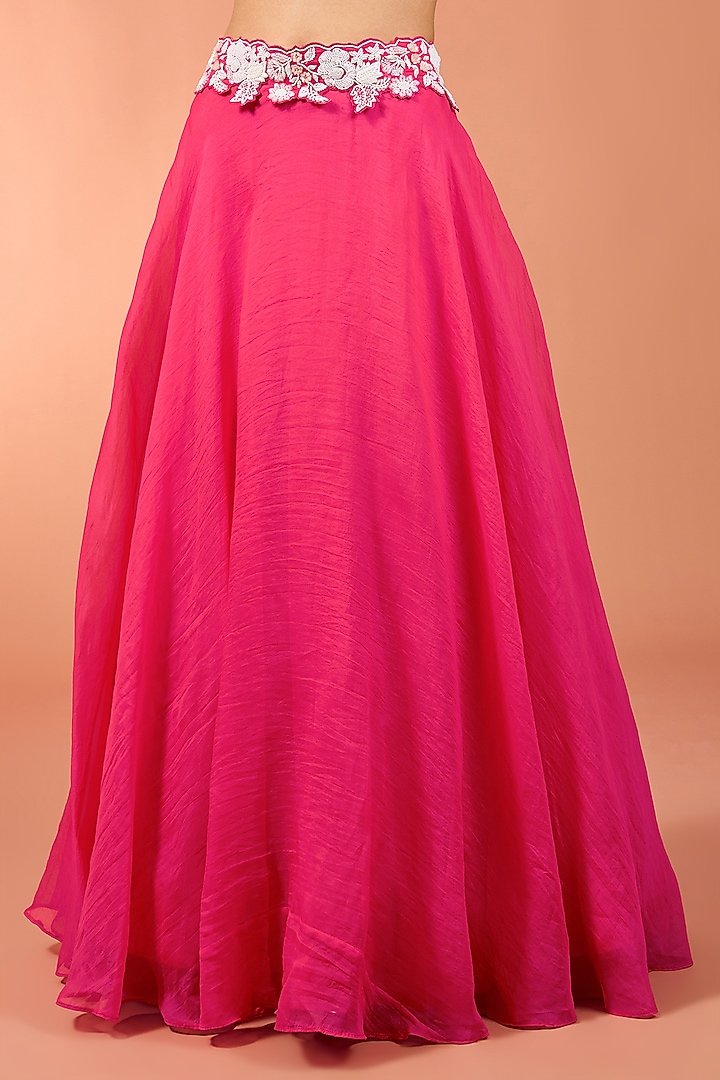 Red Organza Pearl Work Wedding Lehenga Set by SURBHI SHAH at Pernia's Pop Up Shop