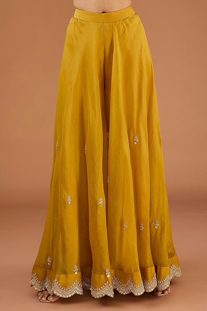 Mustard Yellow Organza Wedding Sharara Set by SURBHI SHAH at Pernia's Pop Up Shop