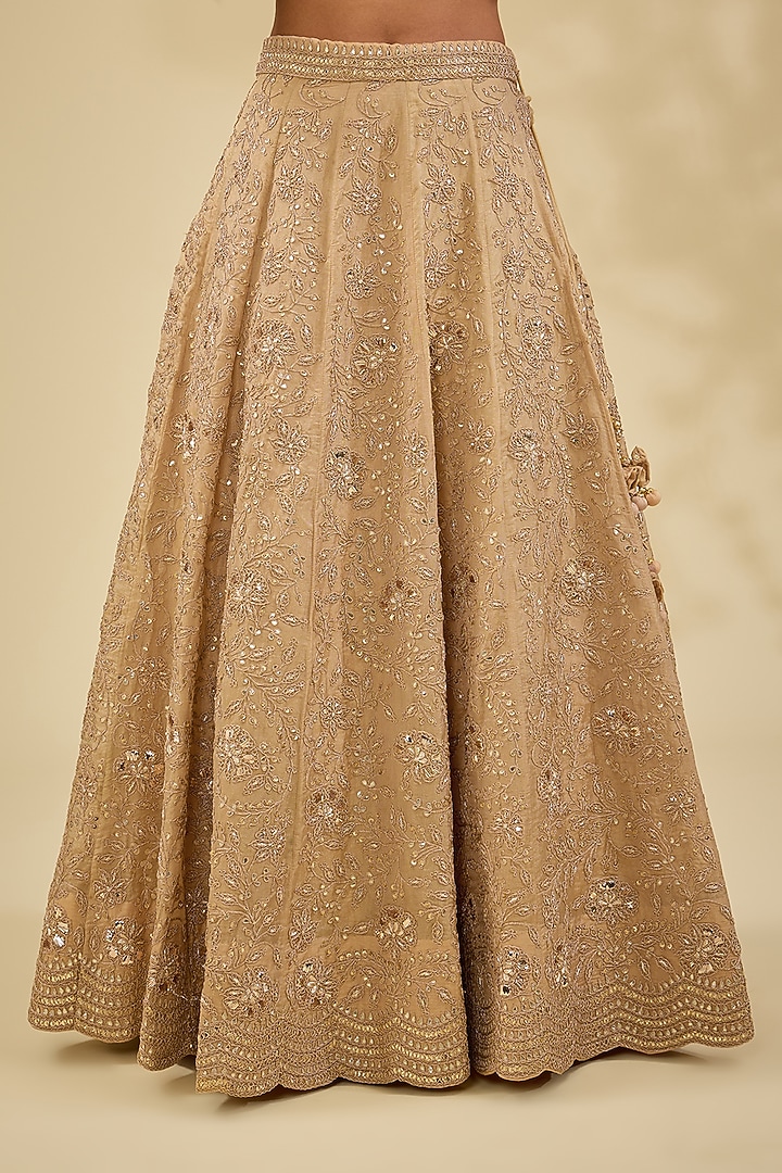 Golden Tissue Mukaish & Marodi Work Bridal Lehenga Set by Surbhi Shah at Pernia's Pop Up Shop
