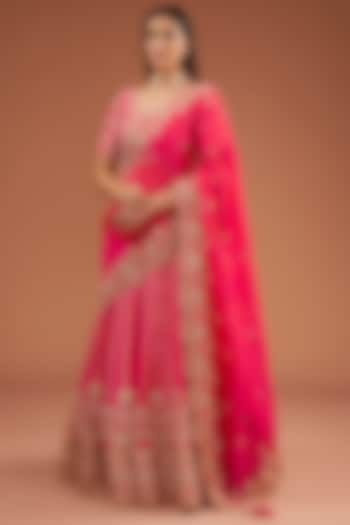 Red Silk Zardosi Embroidered Bridal lehenga for 22 Lehenga Set by SURBHI SHAH at Pernia's Pop Up Shop
