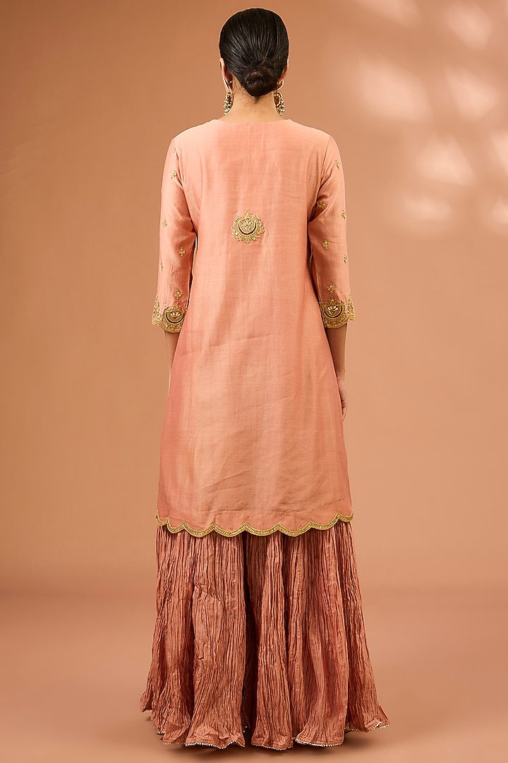 Rose Gold Crushed Wedding Sharara Set by SURBHI SHAH at Pernia's Pop Up Shop