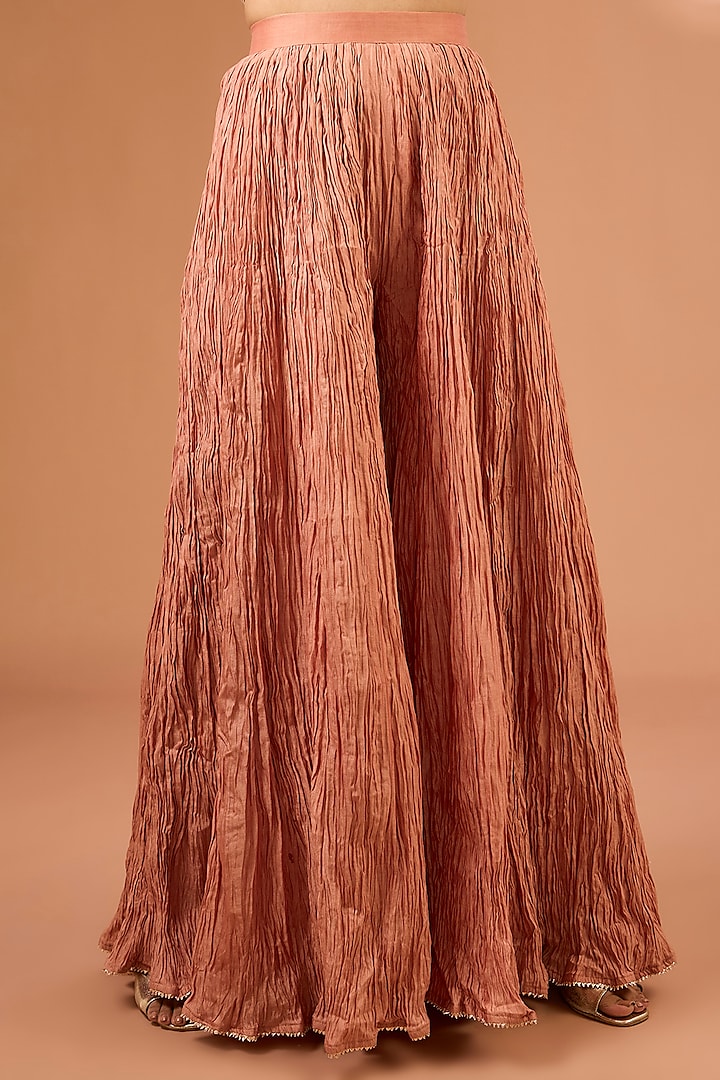 Rose Gold Crushed Wedding Sharara Set by SURBHI SHAH at Pernia's Pop Up Shop