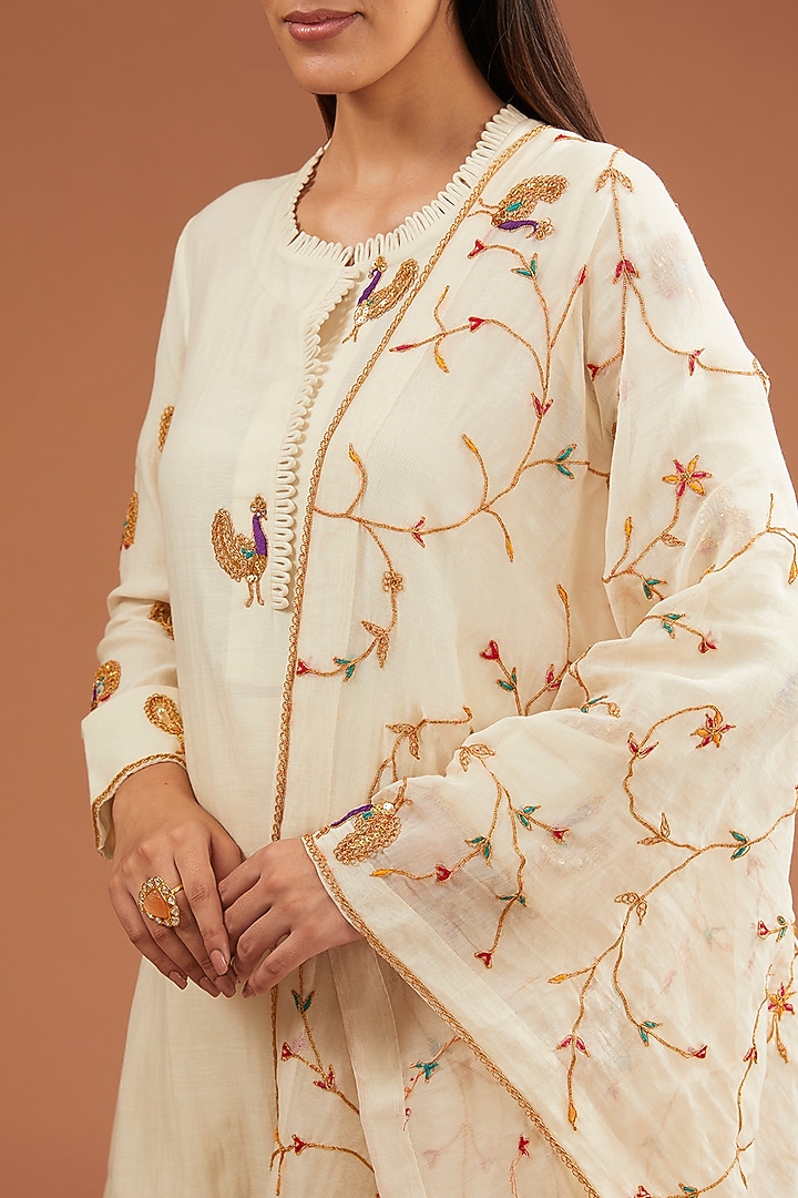 Ivory Chanderi Wedding Sharara Set by SURBHI SHAH at Pernia's Pop Up Shop