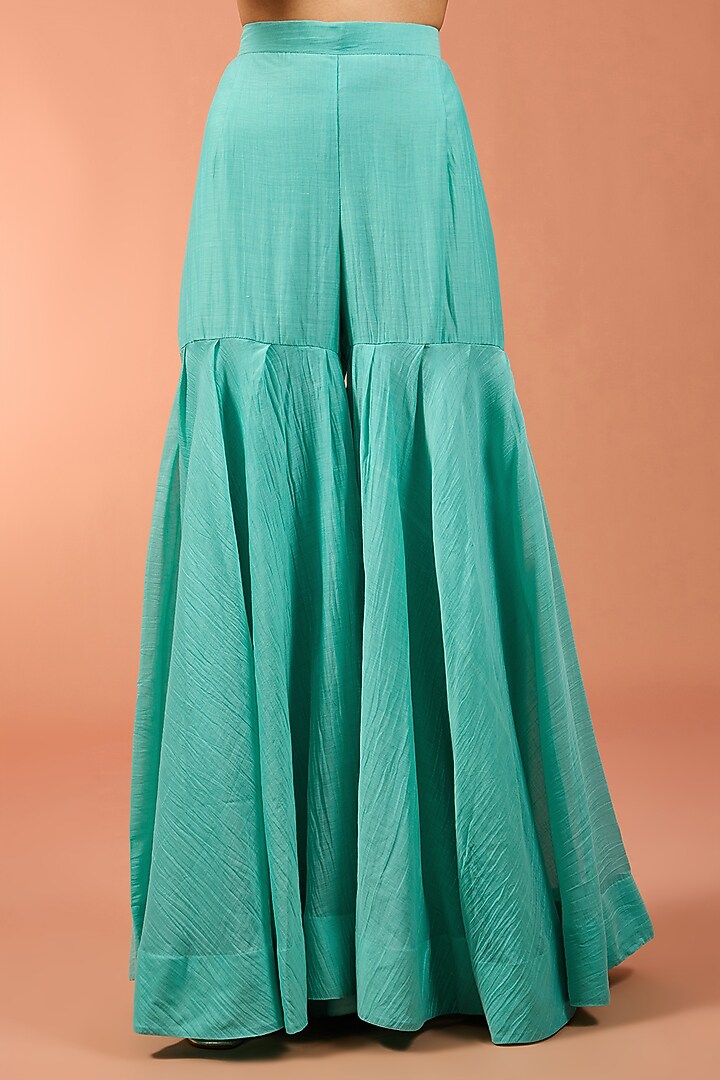 Blue Chanderi Wedding Sharara Set by SURBHI SHAH at Pernia's Pop Up Shop