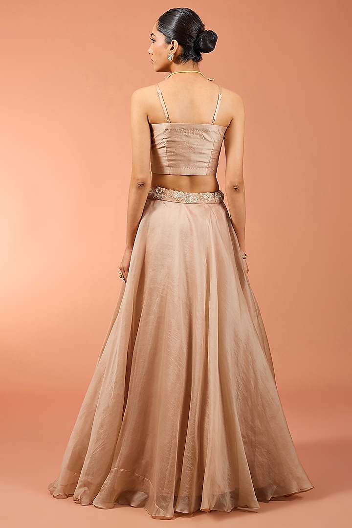 Beige Organza Skirt Set by SURBHI SHAH at Pernia's Pop Up Shop