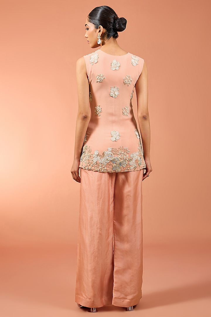 Peach Georgette Sequins Work Kurta Set by SURBHI SHAH at Pernia's Pop Up Shop