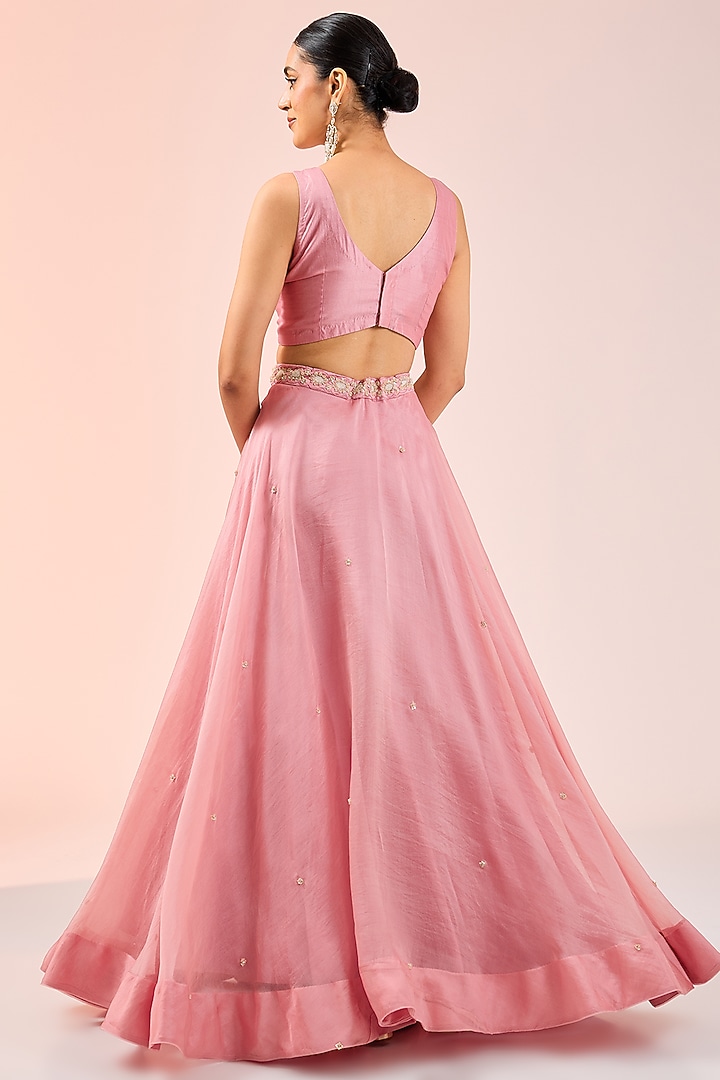 Pink Spun Silk Sequins Work Cape Set by SURBHI SHAH at Pernia's Pop Up Shop