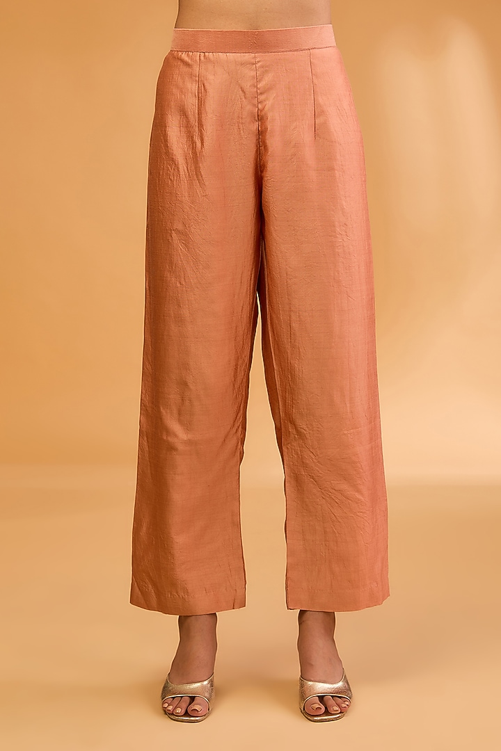 Old Rose Pure Spun Silk Pearl Work Kaftan Set by SURBHI SHAH at Pernia's Pop Up Shop