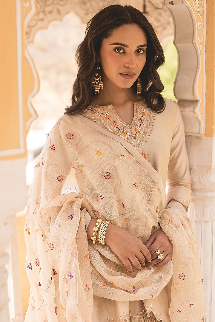 Silver Chanderi Wedding Sharara Set by SURBHI SHAH at Pernia's Pop Up Shop
