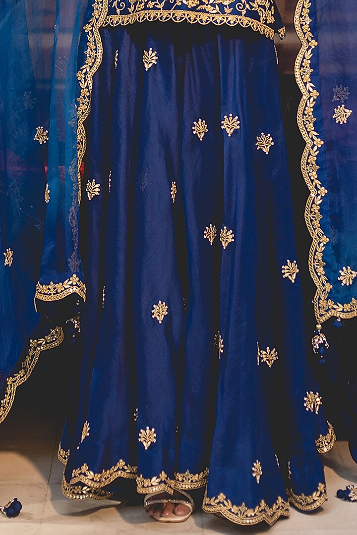 Blue Organza Wedding Sharara Set by SURBHI SHAH at Pernia's Pop Up Shop
