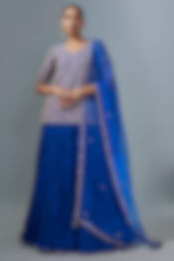 Midnight Blue Crush Skirt Set by SURBHI SHAH at Pernia's Pop Up Shop