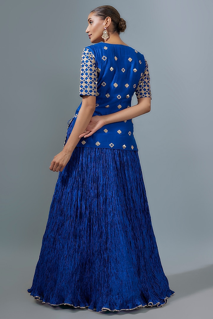 Midnight Blue Crush Skirt Set by SURBHI SHAH at Pernia's Pop Up Shop