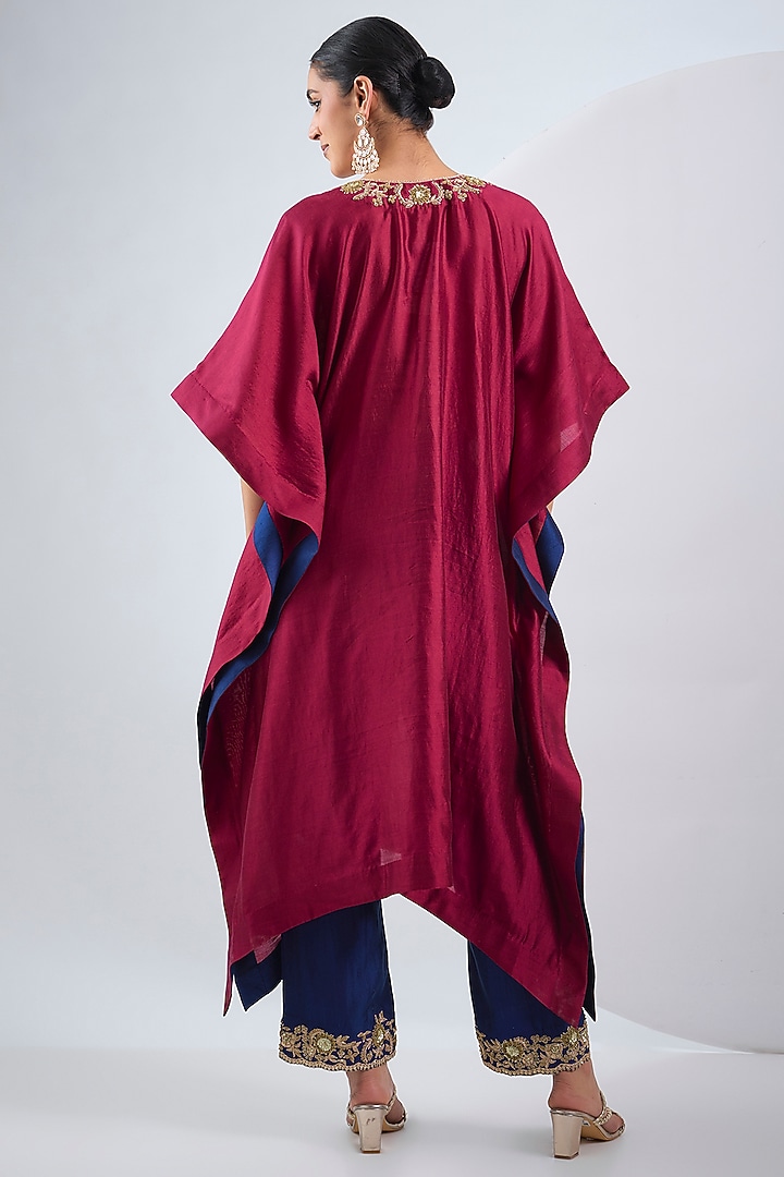 Maroon Spun Zardosi Work Kaftan Set by SURBHI SHAH at Pernia's Pop Up Shop