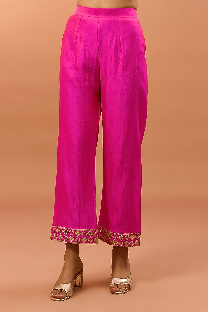Sea Blue Pure Spun Silk Zardosi Work Kaftan Set by SURBHI SHAH at Pernia's Pop Up Shop