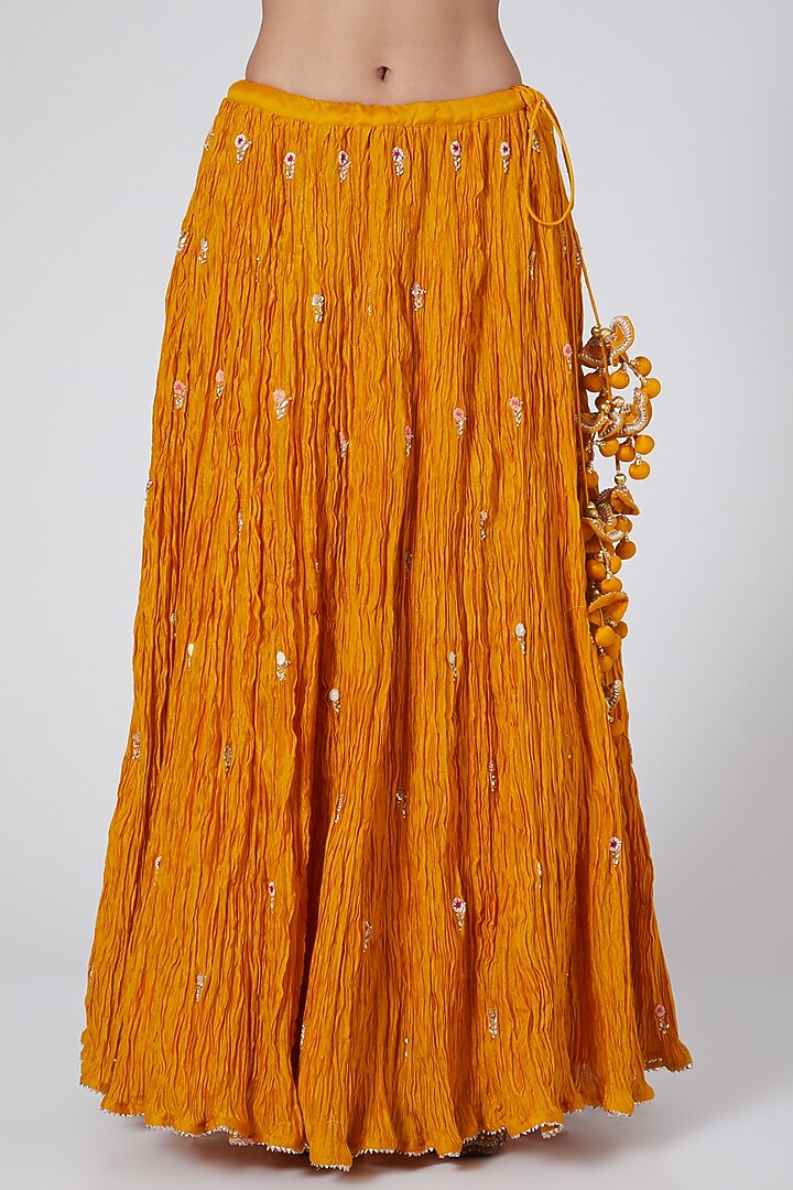 Yellow Hand Embroidered Wedding Lehenga Set by SURBHI SHAH at Pernia's Pop Up Shop