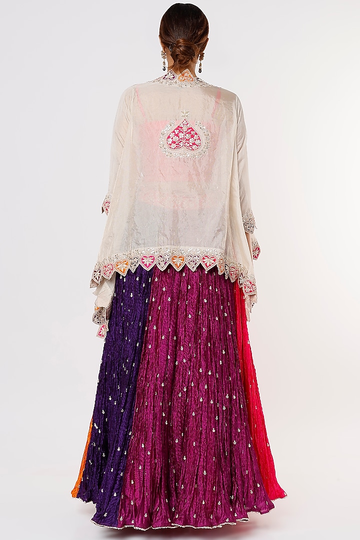 Multi-Colored Chanderi Crushed Wedding Lehenga Set by SURBHI SHAH at Pernia's Pop Up Shop