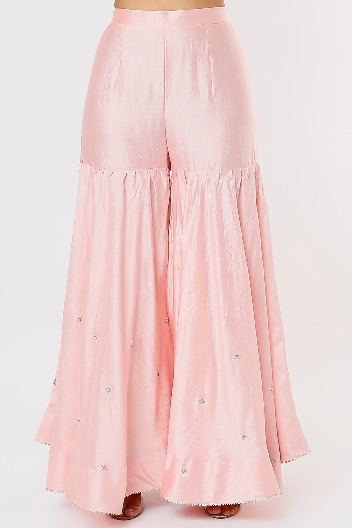 Rose Gold Hand Embroidered Wedding Sharara Set by SURBHI SHAH at Pernia's Pop Up Shop