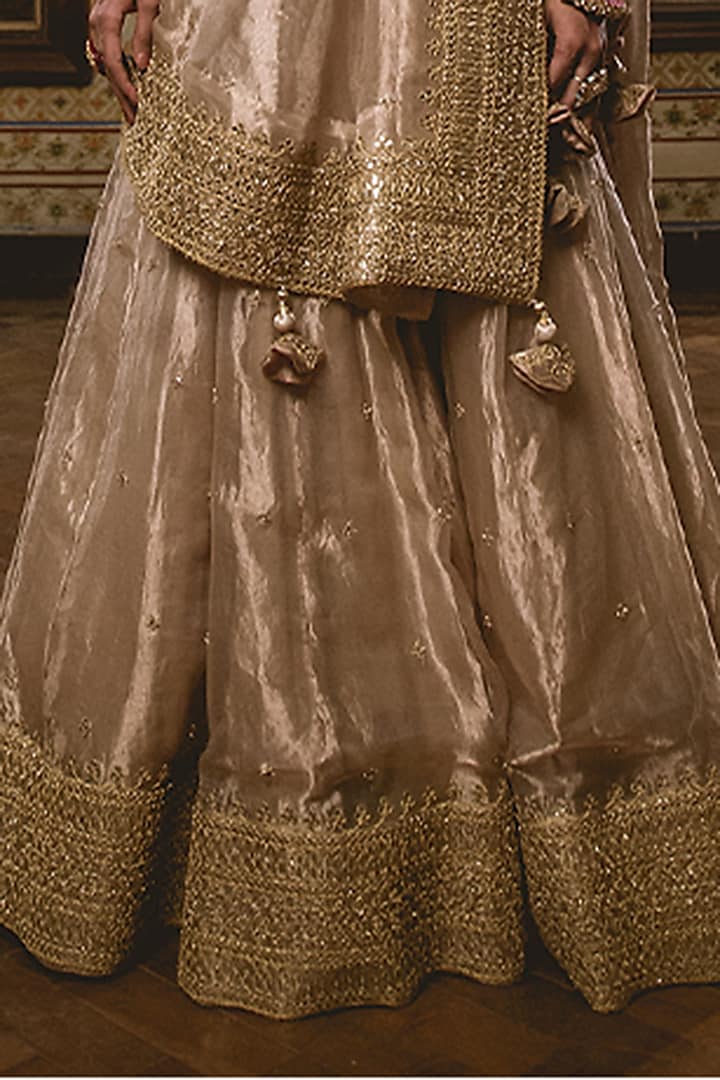 Dull Gold Embroidered Wedding Lehenga Set by SURBHI SHAH at Pernia's Pop Up Shop