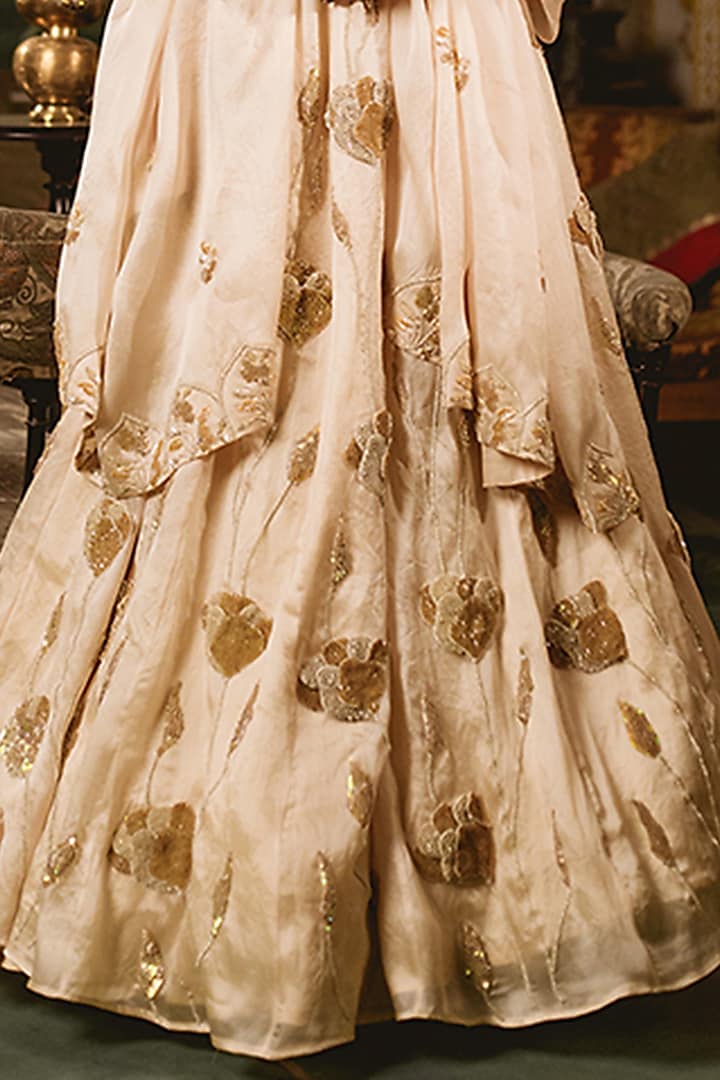 Ivory Embroidered Wedding Gown With Dupatta by SURBHI SHAH at Pernia's Pop Up Shop