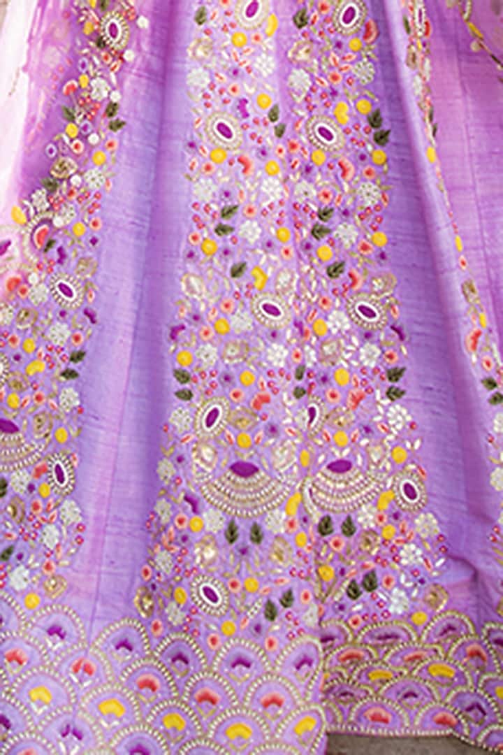 Mauve Embroidered Wedding Lehenga Set by SURBHI SHAH at Pernia's Pop Up Shop