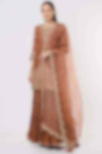 Brown Embroidered Wedding Sharara Set by SURBHI SHAH at Pernia's Pop Up Shop