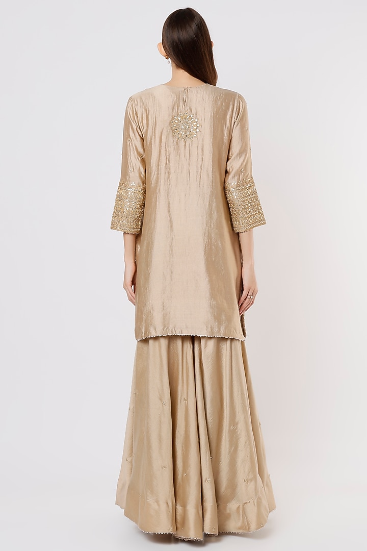 Beige Embroidered Wedding Sharara Set by SURBHI SHAH at Pernia's Pop Up Shop