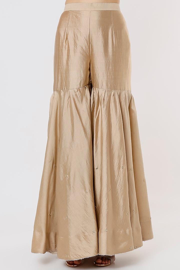 Beige Embroidered Wedding Sharara Set by SURBHI SHAH at Pernia's Pop Up Shop