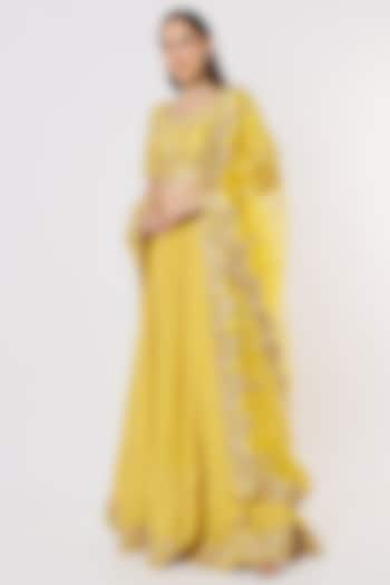 Yellow Embroidered Wedding Lehenga Set by SURBHI SHAH at Pernia's Pop Up Shop