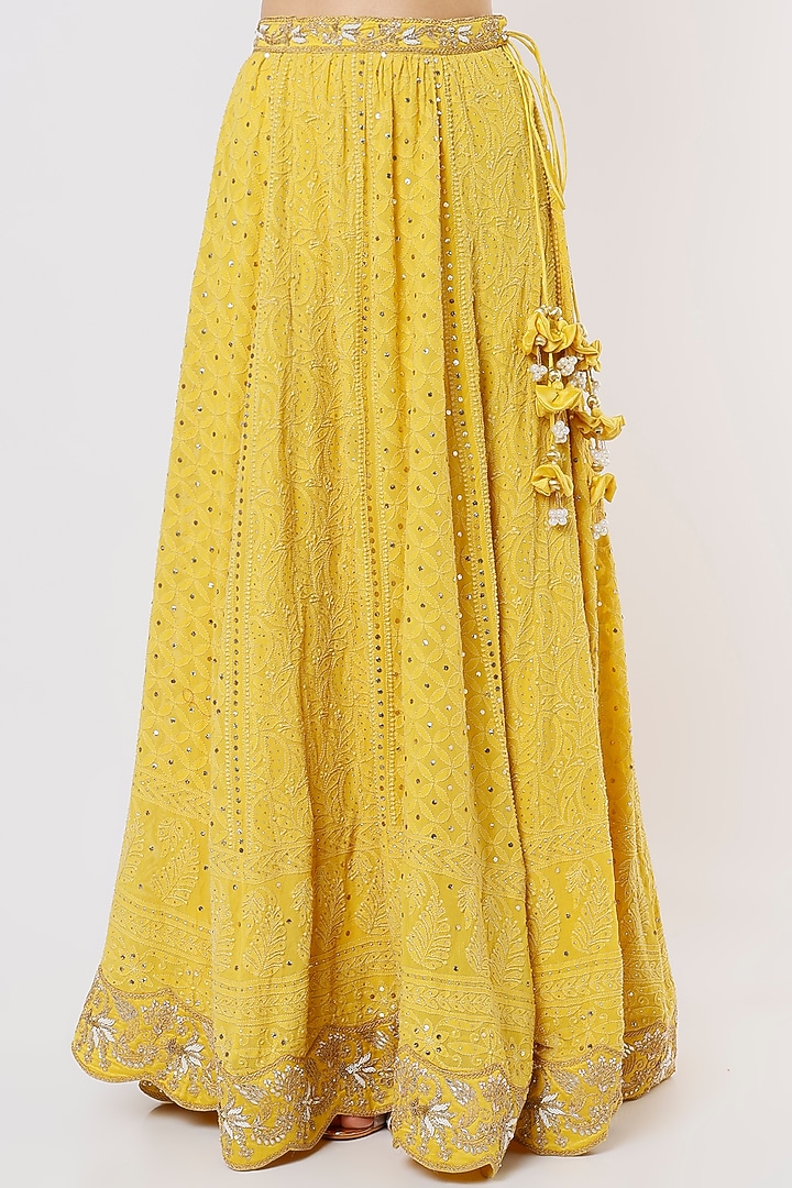 Yellow Embroidered Wedding Lehenga Set by SURBHI SHAH at Pernia's Pop Up Shop