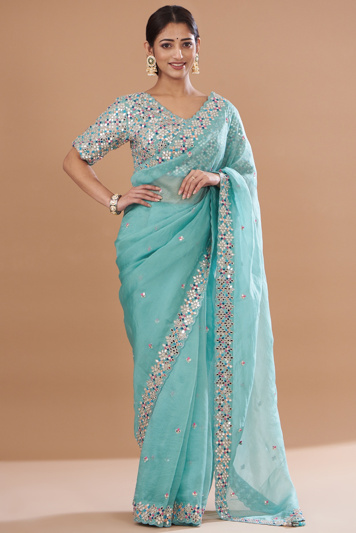 DesignersAndYou Shop This #Modern Sea Blue #ContrastBordered #ArtSilk  #SareeBlouse For #Party #Online. This #Designe… | Saree dress, Silk sarees,  Party wear sarees