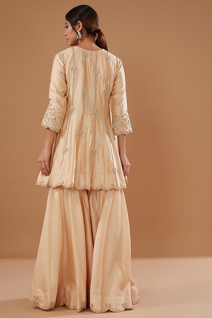 Champagne Pure Silk Gharara Set by SURBHI SHAH at Pernia's Pop Up Shop
