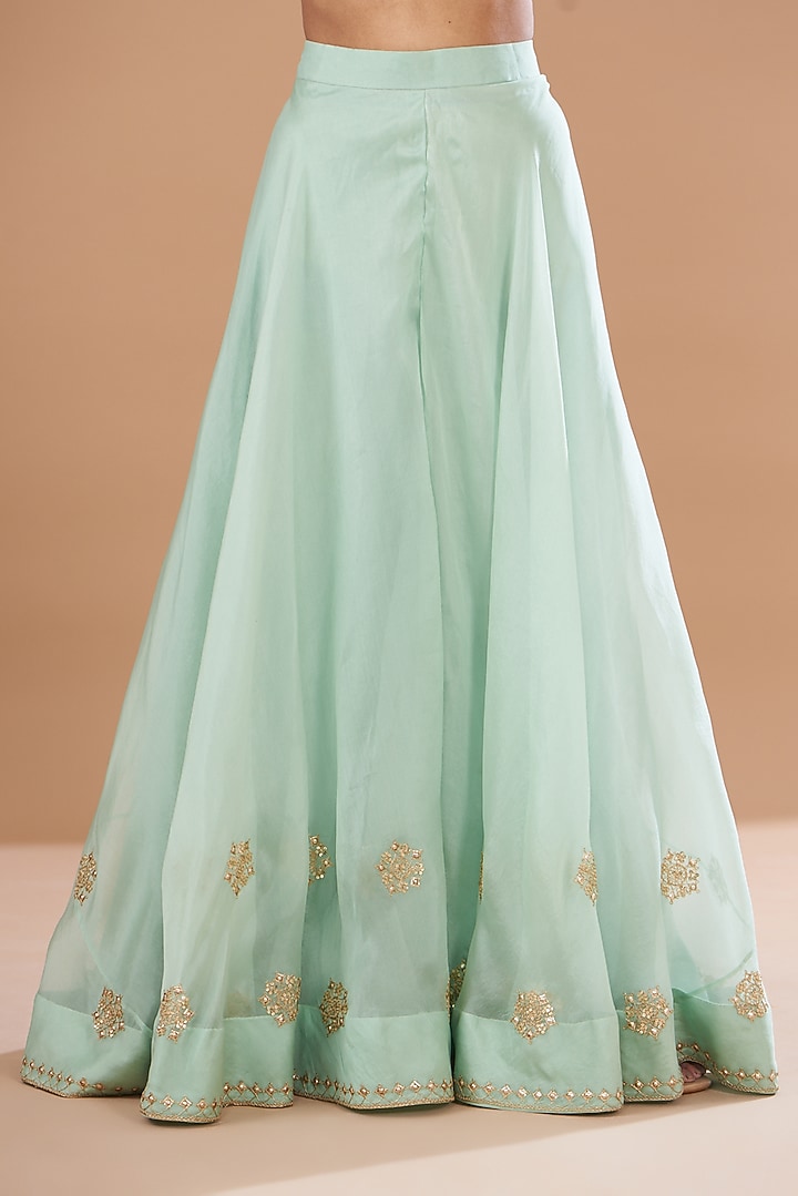 Blue Pure Spun Silk Wedding Sharara Set by SURBHI SHAH at Pernia's Pop Up Shop