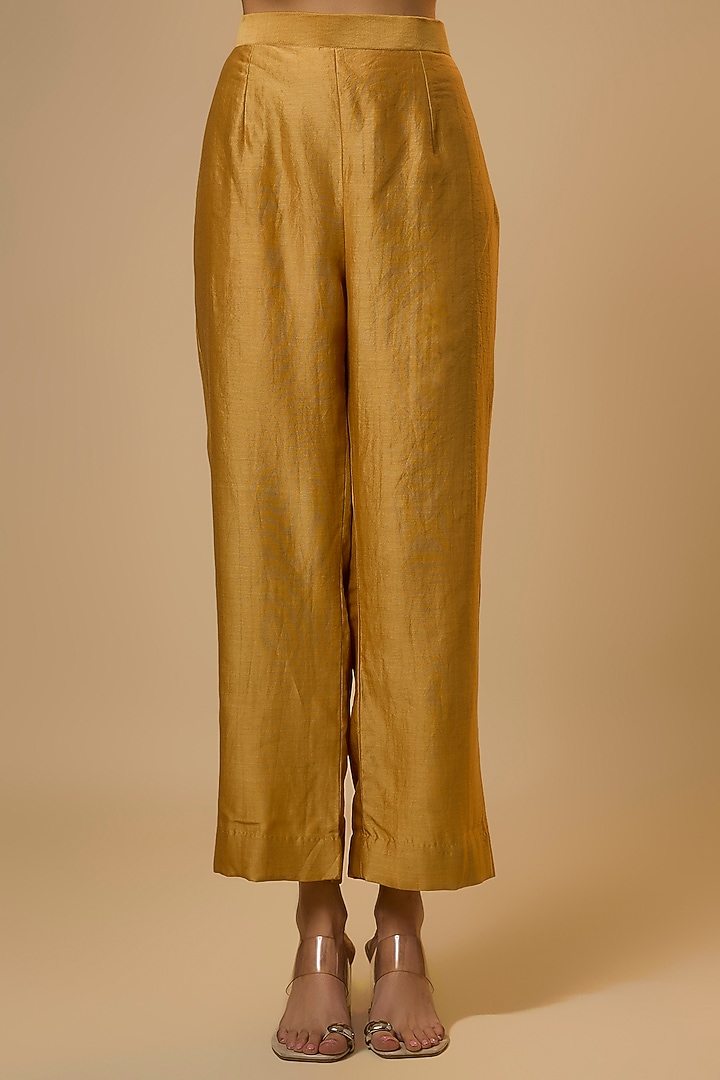 Golden Yellow Chanderi Gota-Patti Work Wedding Anarkali Set by SURBHI SHAH at Pernia's Pop Up Shop