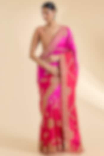 Red & Rani Kora Silk Marori Work Reception Saree Set by SURBHI SHAH at Pernia's Pop Up Shop