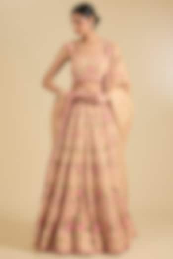 Champagne Organza Cutdana Work Bridal Lehenga Set by Surbhi Shah at Pernia's Pop Up Shop